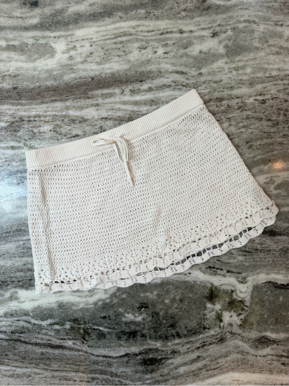 Hollister White Crocheted Mini Skirt XL